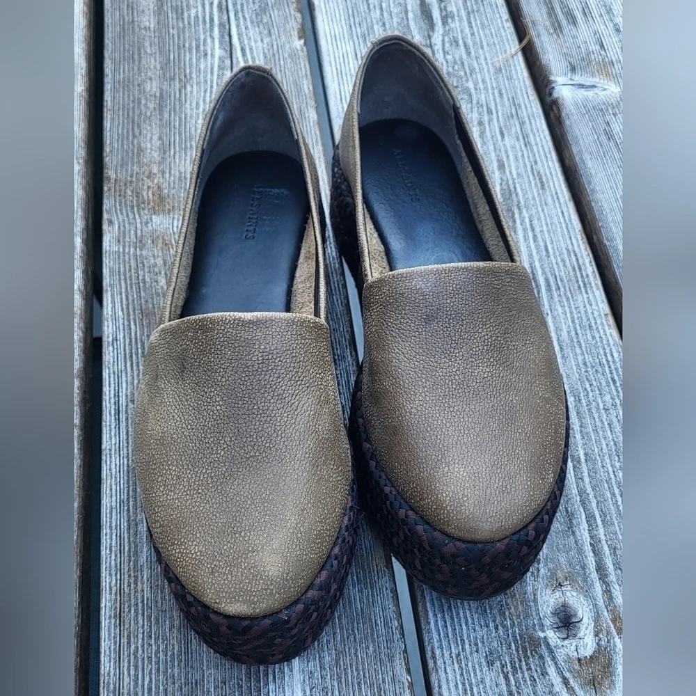 All Saints Bora Leather Slip On Platform Loafer